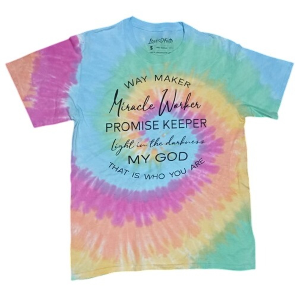 Love In Faith Way Maker Song Tie Dye Christian T-Shirt Size Small